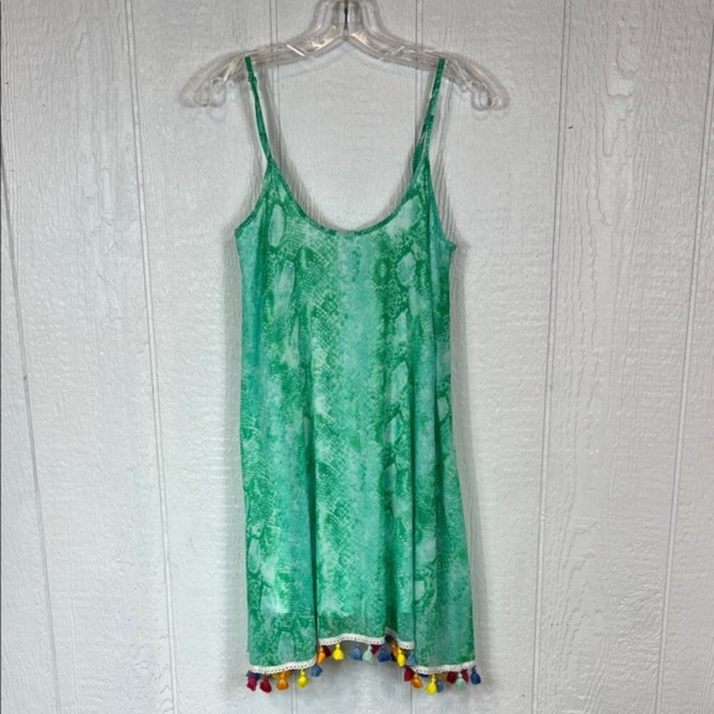 Judith March Green and White Snake Print Dress